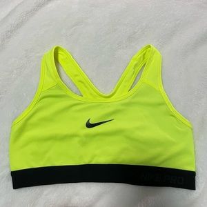 Nike Neon Yellow Sports Bra Size Medium
